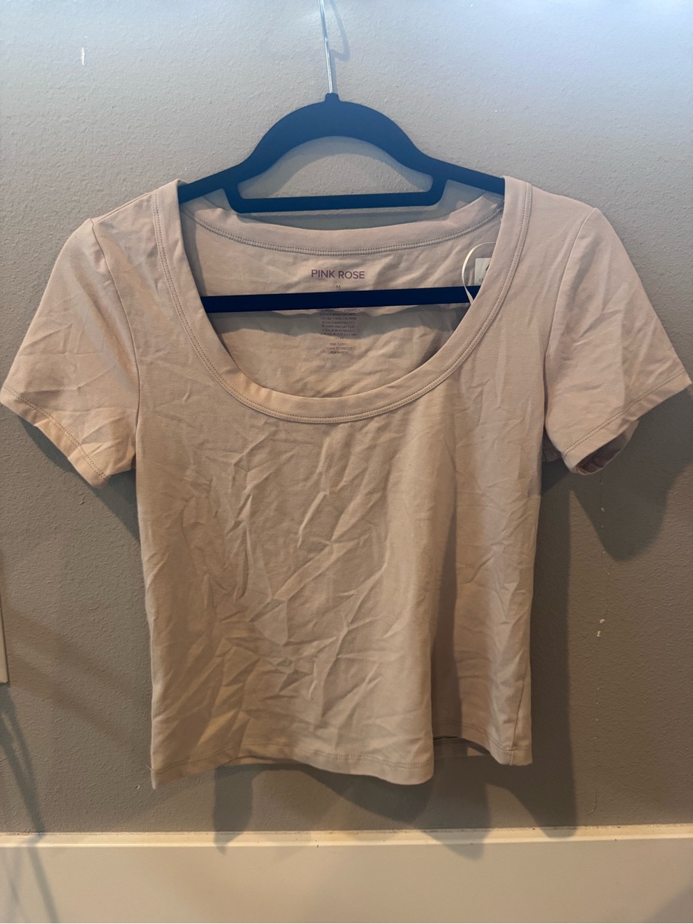 Pink Rose Beige Scoop Neck Crop Top